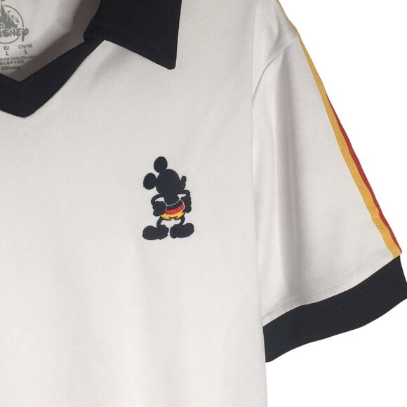 Disney Mickey Mouse Polo Shirt Mens Medium White Black EPCOT World Showcase - Picture 3 of 15